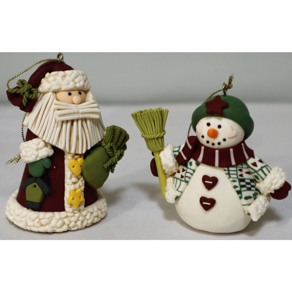 Cute Christmas Ornaments of Santa and a Snowman 3 inch